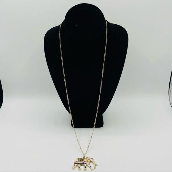 Enamel Elephant Pendant Necklace - Picture 1 of 4
